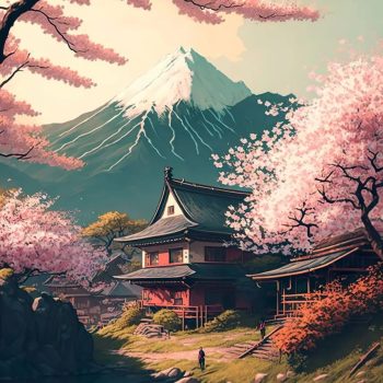 Tableau Mont Fuji et Cerisier Japonais